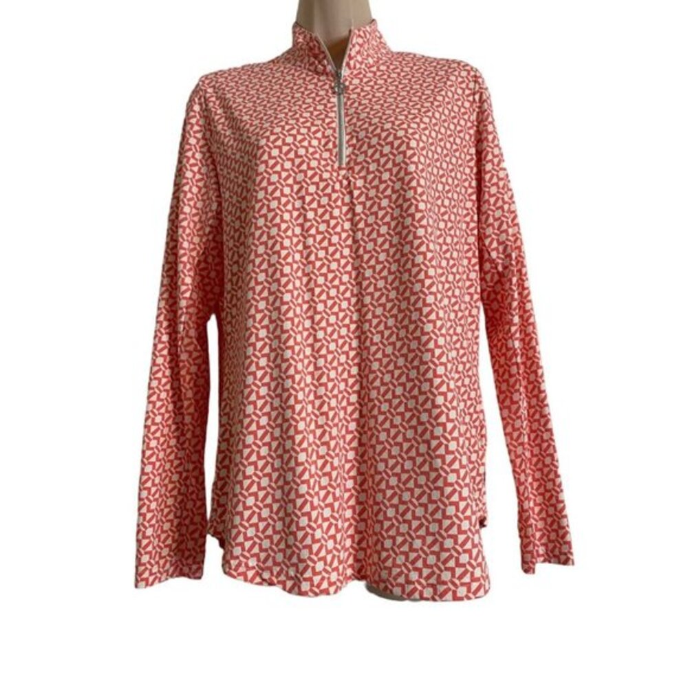 GG BLUE Luxe Sport Large Women’s 1/4 Zip Golf/Tennis White Orange Vented